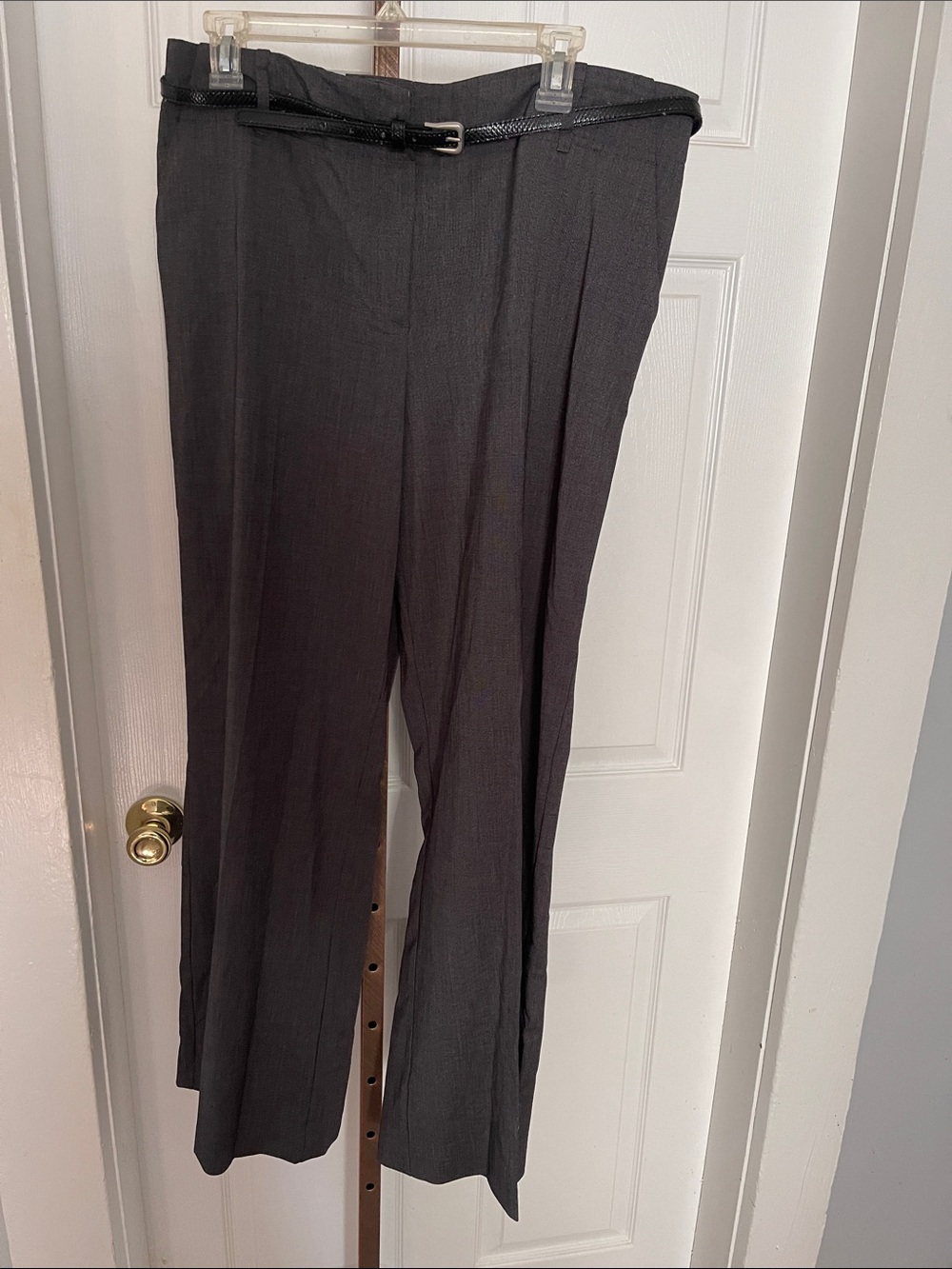 George Charcoal Gray Wide-Leg Trousers with Belt
